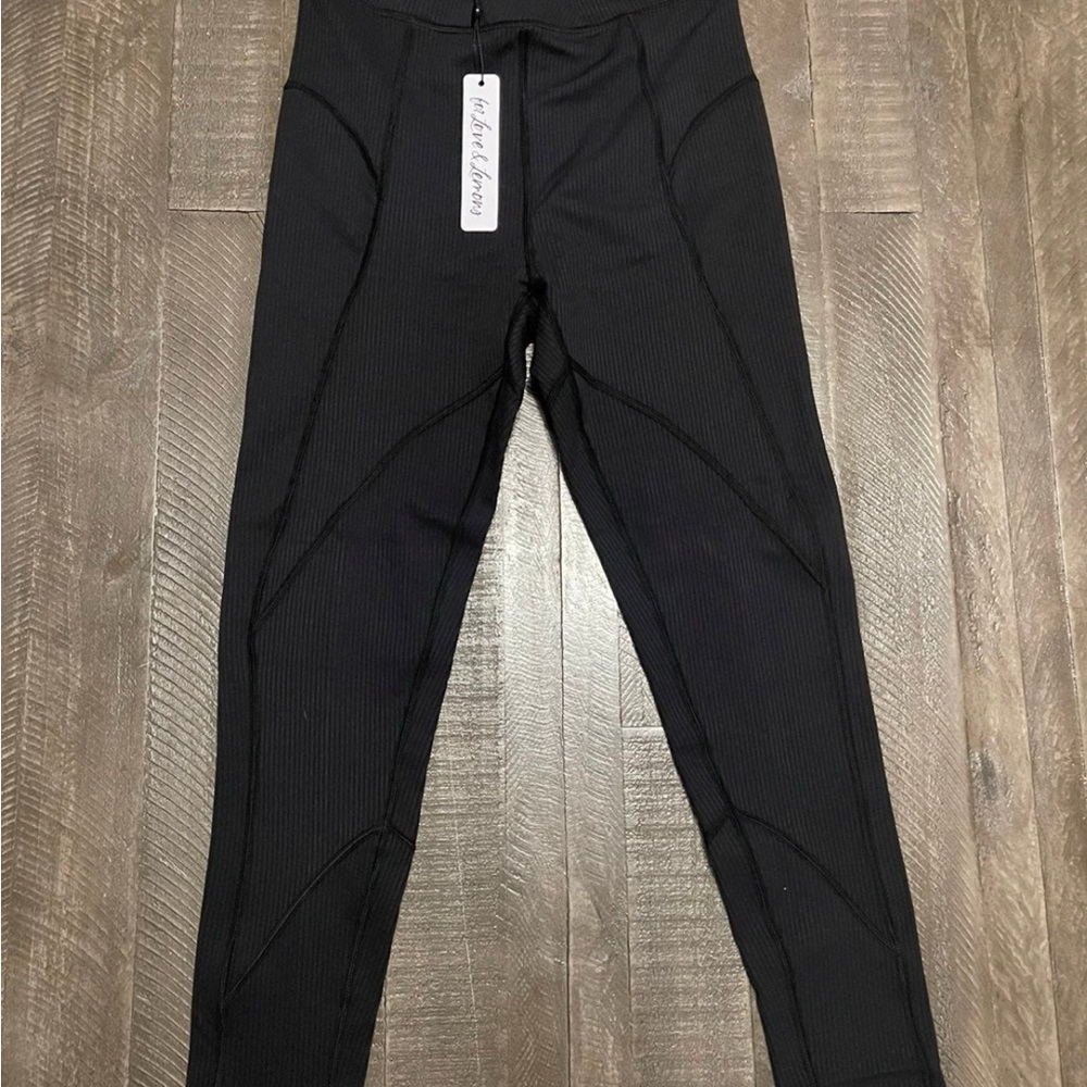 For Love And Lemons Black Ribbed Leggings